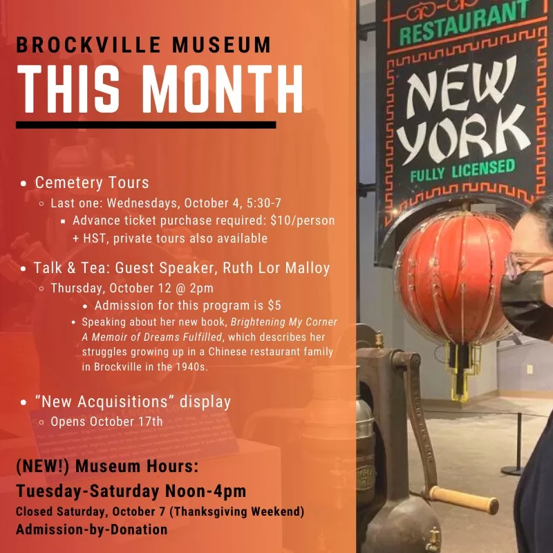 Here's what's on the month of October at the Brockville Museum
